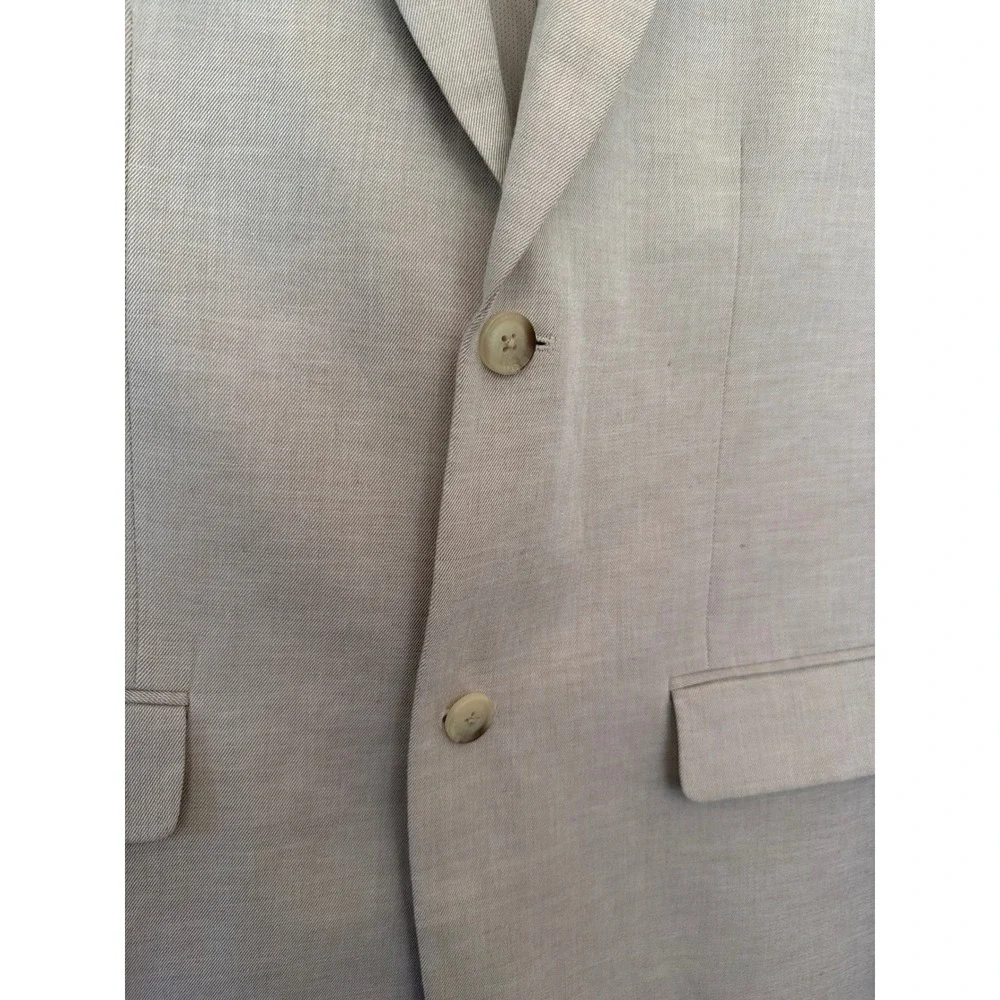 Perry Ellis Blazer Beige Linen Blend 42R Two Button Sport Coat Notch Lapel